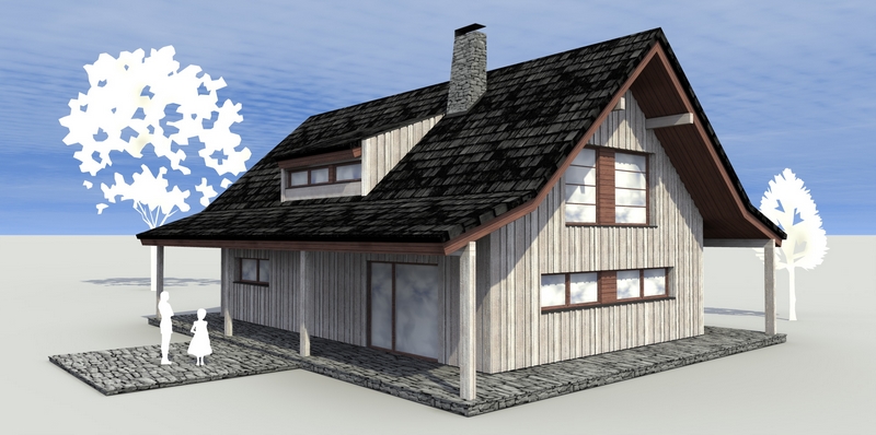 render dřevostavby 1