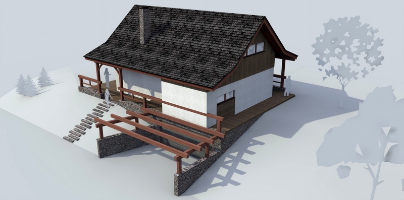 render dřevostavby 1