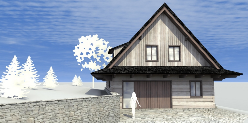 render dřevostavby 1
