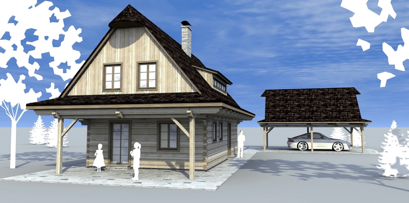 render dřevostavby 1