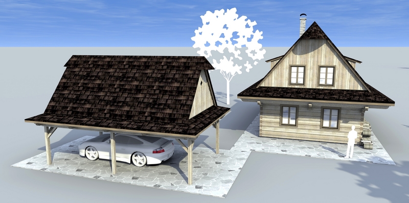 render dřevostavby 3